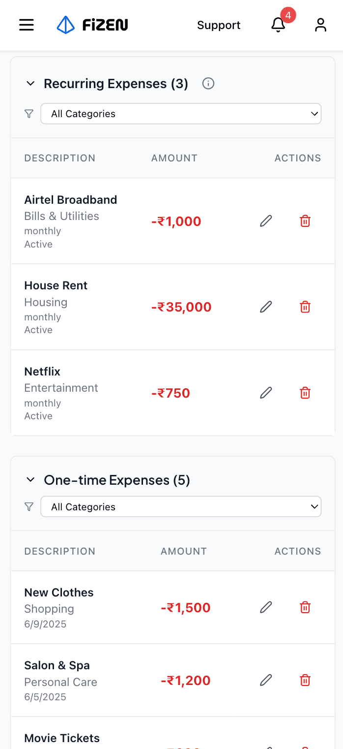 Mobile Expenses Tracker