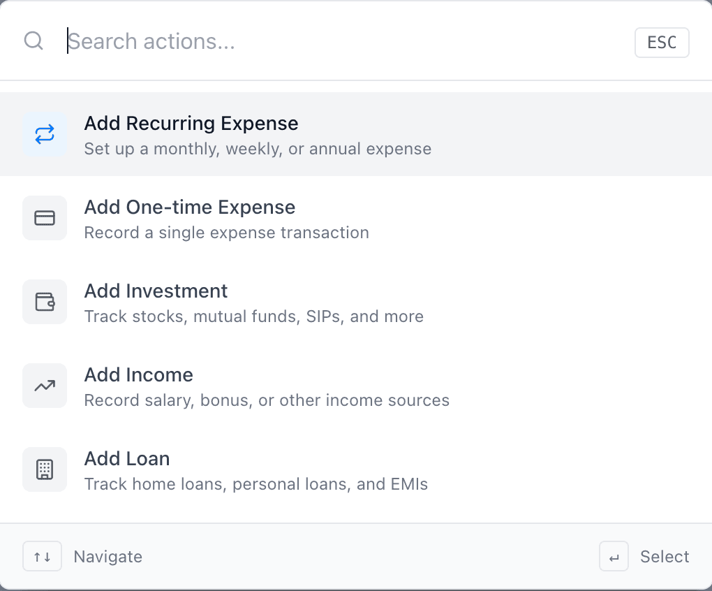 Quick Action Menu